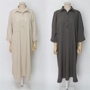 [강물처럼]빅사이즈사랑해요 E642L209 마들렌버튼카라원피스 HG