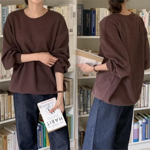 [강물처럼]빅사이즈 슈하 골지 니트 맨투맨 스판 티셔츠 SSN248