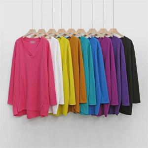 [강물처럼]빅사이즈사랑해요 K325L209 브이넥트임긴팔티셔츠 BQ