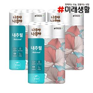 미래생활 나무야나무야 내추럴 두루마리휴지 3겹 27M 30롤 X 3개