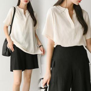 [강물처럼]위쉬몰 NB 헨리무드린넨블라우스(A541H504) 빅사이즈