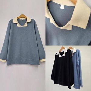 [강물처럼]위쉬몰 OL 먼스캐주얼배색카라티(T870H504) 빅사이즈