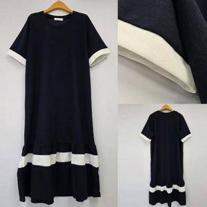 [강물처럼]아이우먼 네비밑프릴배색원피스 BSU254M504 빅사이즈