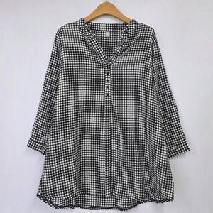 [강물처럼]아이우먼 리버라인단추체크남방 OLU242M504 빅사이즈