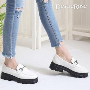 [디자이어로즈][디자이어로즈] 여성 레더 워커솔 청키 로퍼 5cm