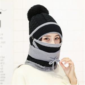 [비투비월드]라엘 넥워머 털모자 세트(블랙)/여성 겨울 방한모자
