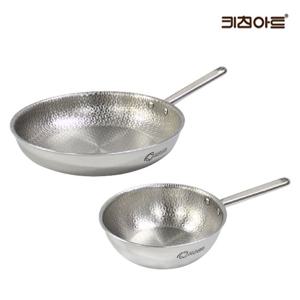 키친아트 퀸 엠보 인덕션 통5중 304스텐 후라이팬세트 2종E 후28+웍20