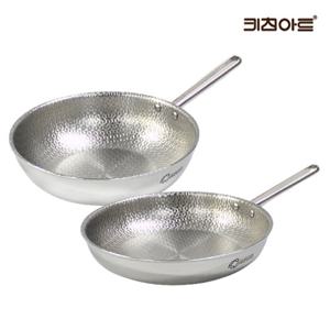 키친아트 퀸 엠보 인덕션 통5중 304스텐 후라이팬세트 2종B 후28+웍28