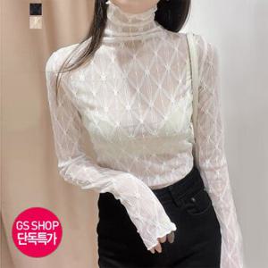 [빠른배송][페이릿] 네디 시스루 하이넥 블라우스