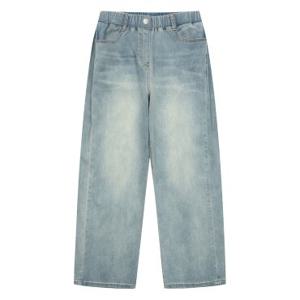 [틴톡] 여자 봄이월 사이드 핀턱 와이드 블루진(25QT283)