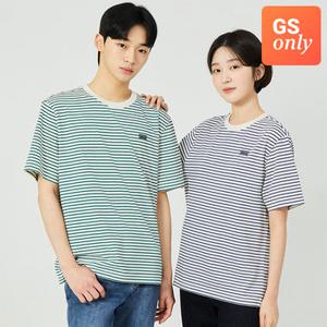 [게스][GS단독]유니 세미오버핏 싱글 스트라이프 반팔티 NP2KE407