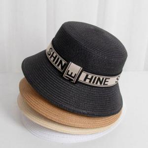 영문 띠 포인트 밀짚 스타일 데일리 여성 버킷햇