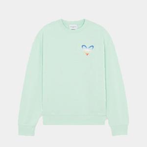 메종키츠네 공용 하트폭스 패치 크루넥 맨투맨 미스트그린 IU00350KM0021 P322