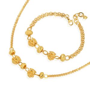 [골드모아] 여자 순금 목걸이 팔찌 세트 37.5g [더블장미 도넛]