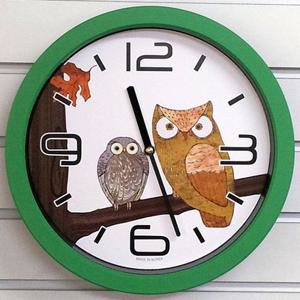 GB4635 무소음 부엉이 벽시계 그린 제조한국
