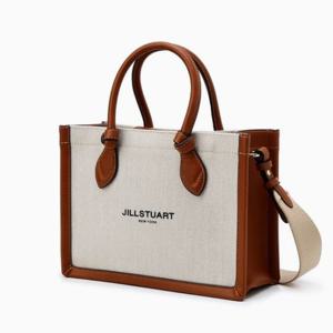 [질스튜어트] [뉴페이퍼] 브라운 콤비 캔버스 토트백 S JABA4E333I2