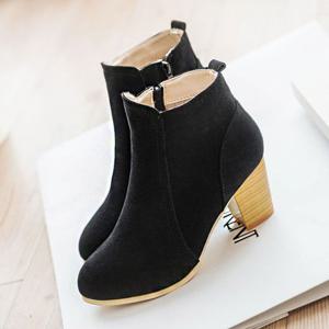 여성 앵클부츠 청키힐 스웨이드 패션 미들 숏부츠