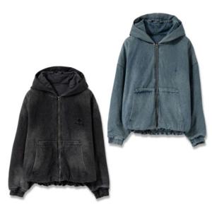 우영미 24FW 그레이/블루 데님 후드 점퍼 W243JP26988G W243JP26987L