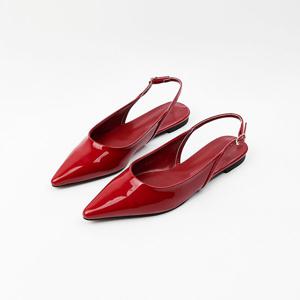 [신난다슈] 여성 구두 슬링백 힐 1cm 스틸레토 플랫 뮬 샌들 펌프스 낮은굽 FL251496 레드