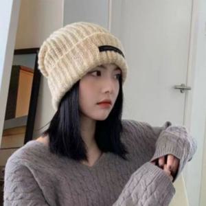 캐주얼 로고 라벨 남녀공용 골지 니트 비니