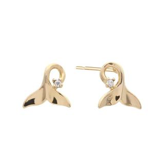 [미니골드] 14K 고래 [탄생석] 달리아 고래꼬리 귀걸이 EJUS4018