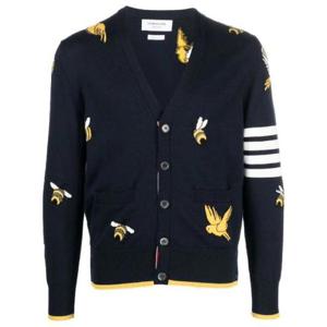 톰브라운 4 바 스트라이프 인타르시아 패턴 가디건 MKC451AY1002