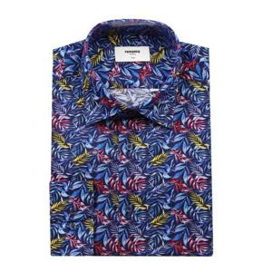 [레노마(셔츠)](사은양말1장증정) 린넨혼방 리프 프린트 긴소매 슬림핏 (RPSSL1176NY)