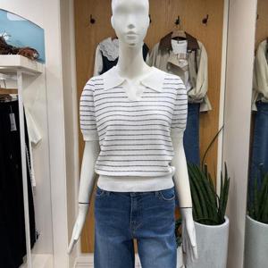 클리지 DP01 스트라이프 반팔 카라 니트 CP3WKT16