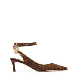 톰포드 55mm 레오파드 프린트 스웨이드 슬링백 펌프스 82I-OG7007