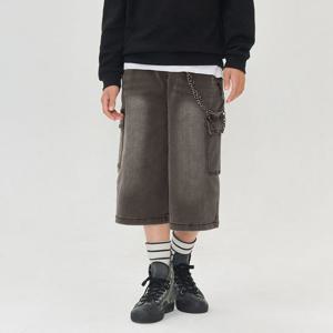 [오션스카이]공용 버뮤다 7부 카고 데님 팬츠-EEJG2361B03