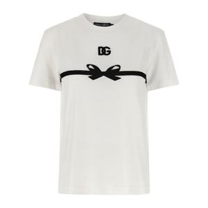 돌체앤가바나 프론트 로고 자수 리본 티셔츠 F8V42ZGDC6B W0800