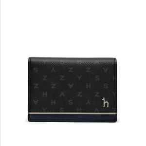 [헤지스ACC]HJHO2F457BK 블랙 가죽 퍼피로고 라인배색 2단 카드지갑