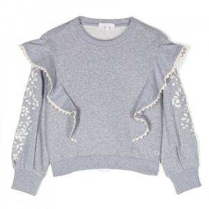 끌로에 소녀용 플로랄 자수 러플 스웨트셔츠 C15E25-A38