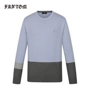 [팬텀] 남성 단가라 배색 라운드 니트