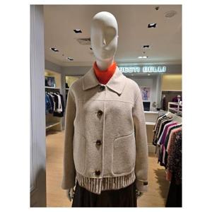 [베스띠벨리]BJHRX7642_니트 배색 울 혼방 핸드메이드 코트