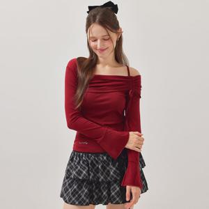 FOCUS  셔링 반오프 숄더 슬림 티셔츠 PBBF5F1TS6551