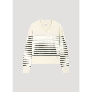 [시스티나]로고 브이 칼라 스트라이프 니트티-ASKPOO11610