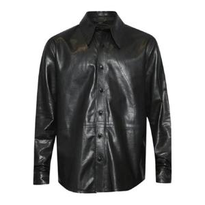 아미리 버튼 프런트 레더 재킷 AMLTLS1006