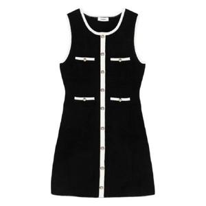 산드로 버튼 디테일 민소매 미니 드레스 SFPRO04470