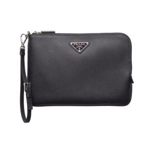 24SS 프라다 여성 삼각로고 사피아노 스몰 가죽 클러치백(블랙) 2NH024 2FAD F0002