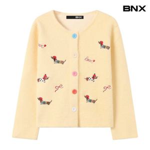 [BNX] 도그 레터링 컬러 버튼 가디건 (BX4CD021L0)