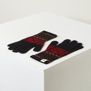 [헤지스] 레드 패턴배색 울캐시미어혼방 장갑 HIGV5F741R2