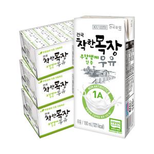 [건국우유] 건국 착한목장 무항생제 우유 190ml 72팩 (24팩 3박스)