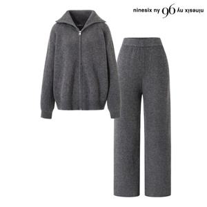 [나인식스뉴욕]투웨이 집업 니트 가디건 밴딩 팬츠 셋업 (NP4OW009L0)