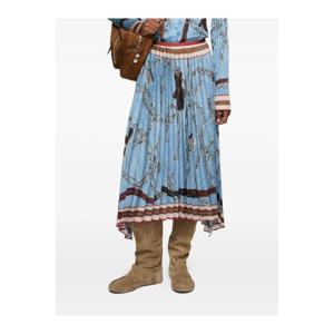 아크네 플리츠 체인 프린트 미디 스커트 AF0575