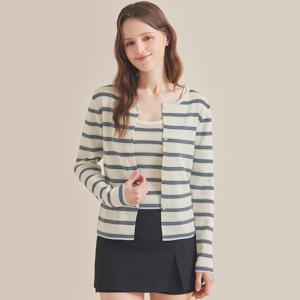 FOCUS   2SET 줄지 라운드넥 가디건+나시 PBBF6S1KC4521