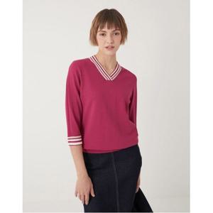 [올리비아로렌][비밀특가] V넥 배색단 니트 풀오버_VVCBL3F7461