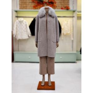 BCBG 세이브존02 헤링본 폭스퍼 롱 코트 B4DAH824