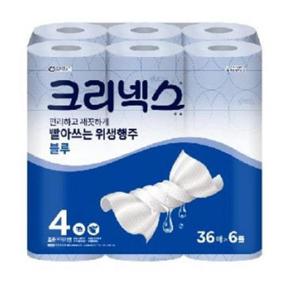 크리넥스 빨아쓰는 위생행주 블루 36매 X 6롤 X 1EA