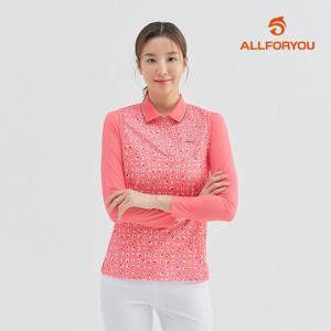 [올포유] [모델착장] 여성 올포유 프린트 냉감 소매 반집업 티셔츠 AWTPM2171-304